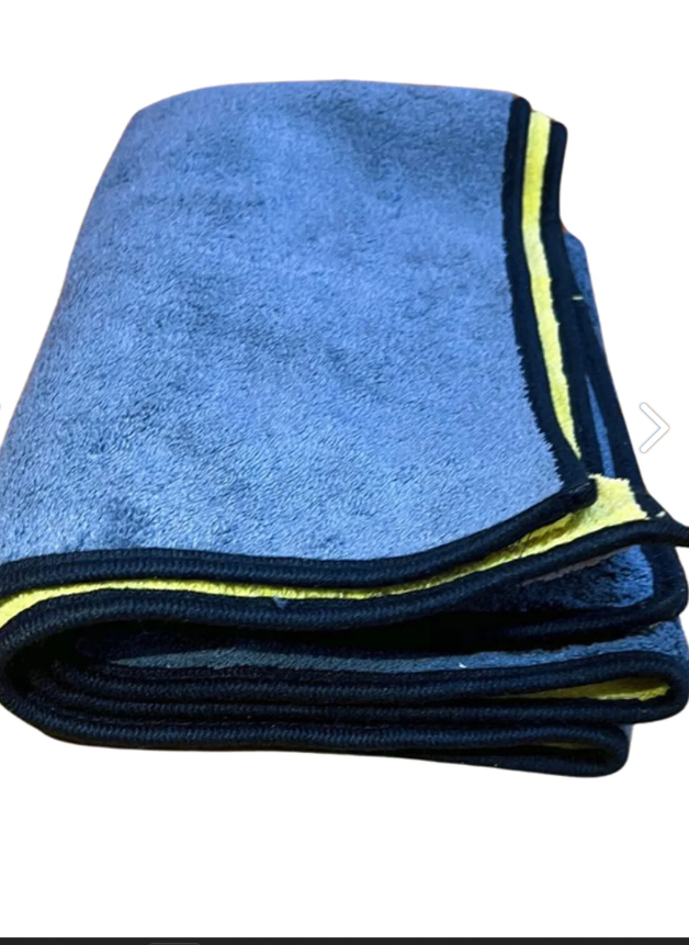 AutoFresh- Dubbellaags Microvezel Auto Droogdoek - Microfiber Drying Cloth -30x60 Cm 800gsm (met randsteek) Grijs Geel