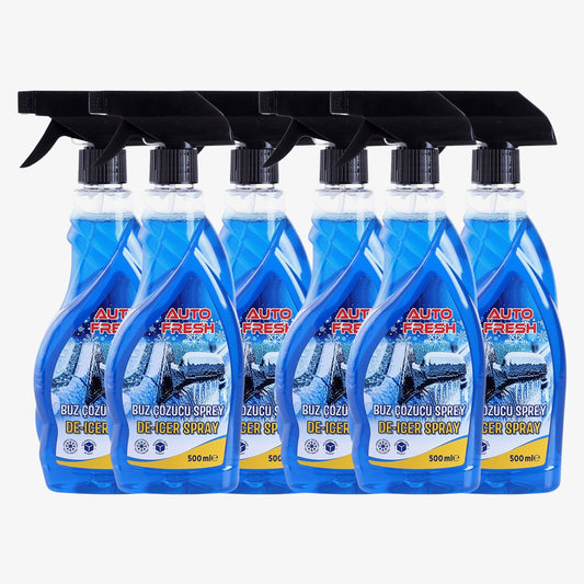 AutoFresh Ruitontdooier Spray Auto 500ml - 6x 500 ML - Krachtige Ijsverwijderaar tot -40°C - Snelwerkende Anti-Vries voor Autoruiten - Voorkomt Herbevriezing - Veilig voor Lak & Rubber - Winter Essential