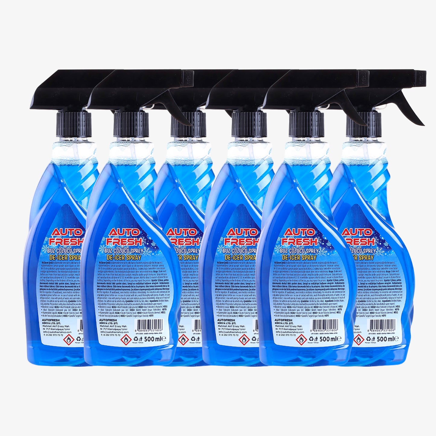 AutoFresh Ruitontdooier Spray Auto 500ml - 6x 500 ML - Krachtige Ijsverwijderaar tot -40°C - Snelwerkende Anti-Vries voor Autoruiten - Voorkomt Herbevriezing - Veilig voor Lak & Rubber - Winter Essential
