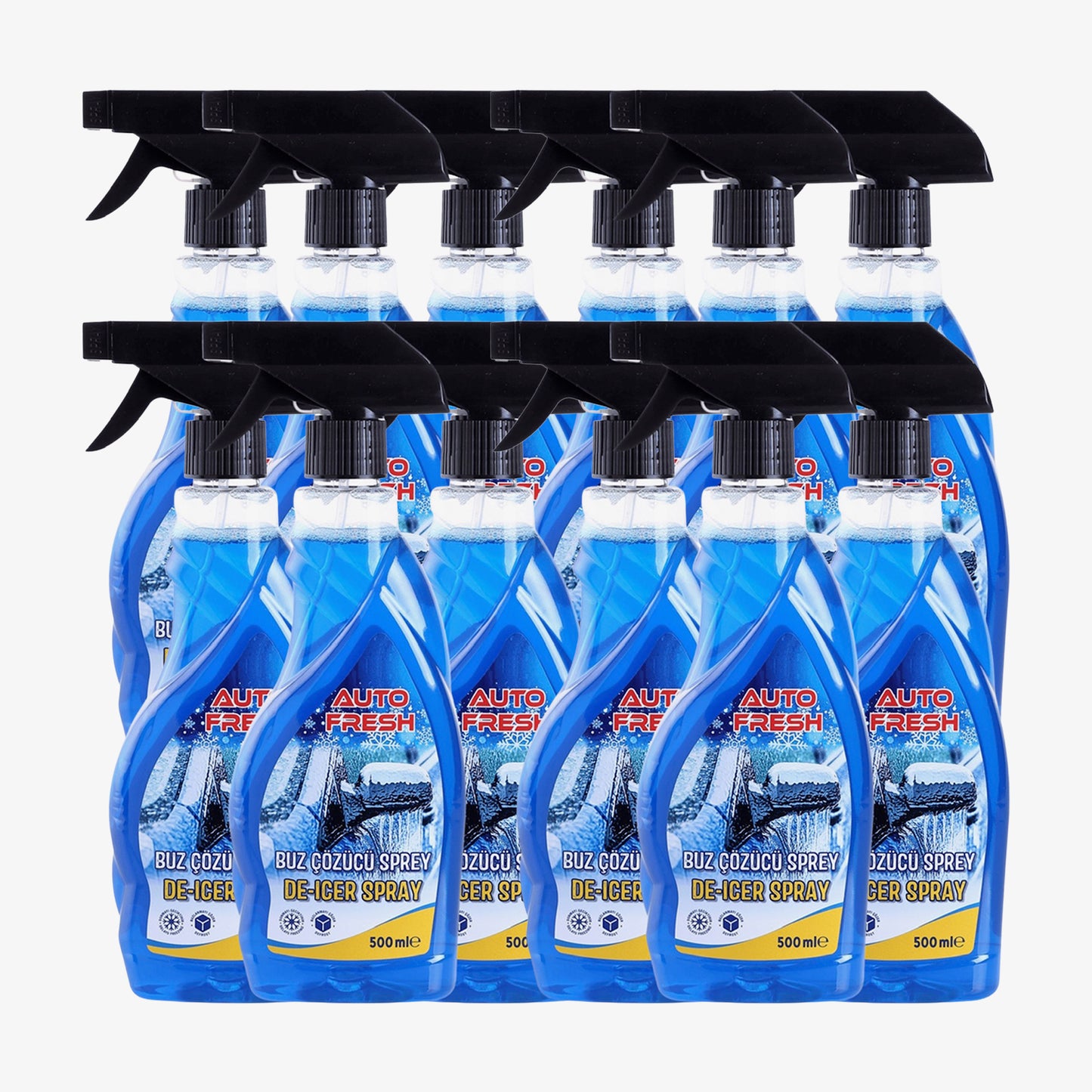 AutoFresh Ruitontdooier Spray Auto 500ml - 12x 500 ML - Krachtige Ijsverwijderaar tot -40°C - Snelwerkende Anti-Vries voor Autoruiten - Voorkomt Herbevriezing - Veilig voor Lak & Rubber - Winter Essential