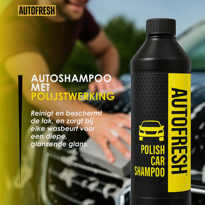 AutoFresh Luxe Autoreinigingsset, 9-delige Autowas Set, Complete Interieur & Exterieur Reinigingsproducten, Inclusief Bekledingreiniger, Velgenreiniger, Autoshampoo, Microvezeldoek, Spons & Emmer