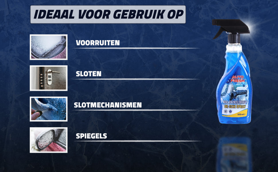 AutoFresh Ruitontdooier Spray Auto 500ml - 12x 500 ML - Krachtige Ijsverwijderaar tot -40°C - Snelwerkende Anti-Vries voor Autoruiten - Voorkomt Herbevriezing - Veilig voor Lak & Rubber - Winter Essential