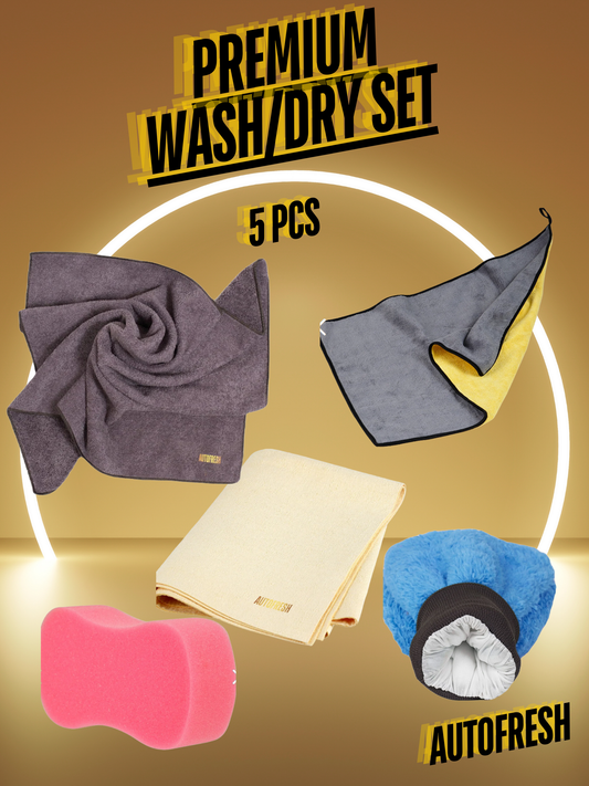 AutoFresh- Auto Wassen- Auto Afdrogen Voertuig Glasreiniging 5-delige Compleet Set