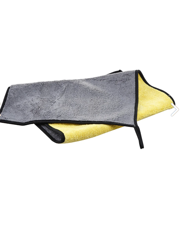 AutoFresh- Dubbellaags 50x70 CmMicrovezel Auto Droogdoek - Microfiber Drying Cloth -50x70 Cm 800gsm (met randsteek) Grijs Geel